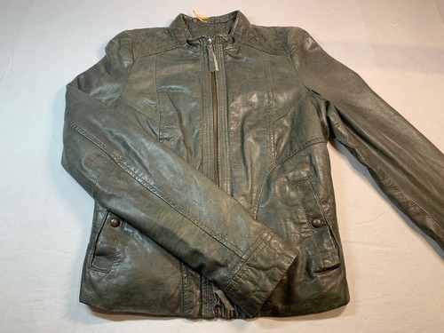 Hugo Boss Orange Woman's Janassa Brown Leather Zip Bomber Jacket Sz 2 - Picture 6 of 12