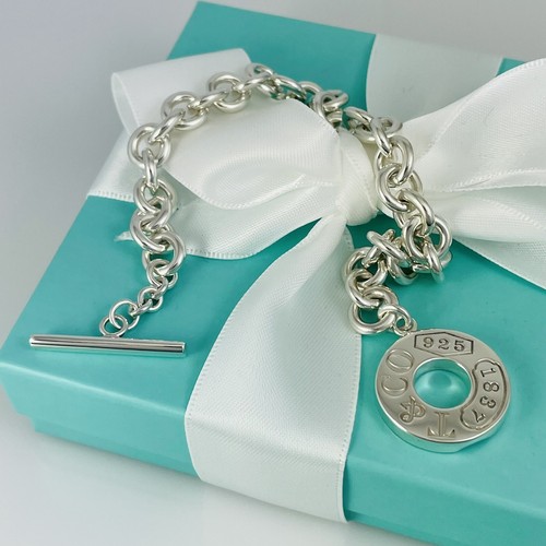 8.25" Large Tiffany & Co Sterling Silver 1837 Mens Unisex Toggle Bracelet - Picture 4 of 8
