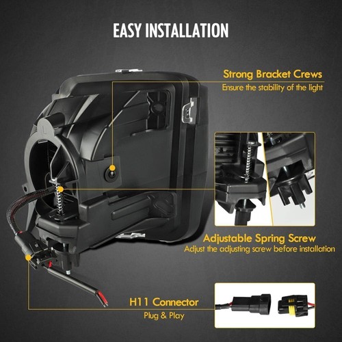 Pair LED 12V Front Fog Light Daytime Running Lights For Dodge Ram 1500 2013-2017 - Picture 9 of 12