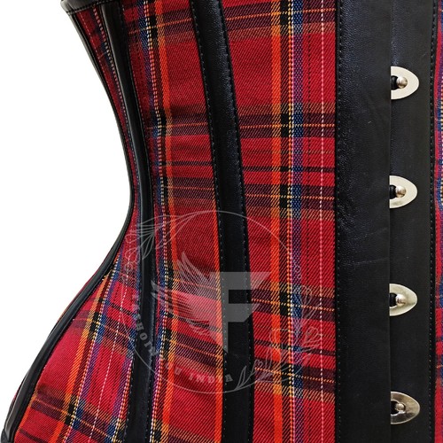 Corsé curvilíneo Bettylou rojo y negro punk rockabilly algodón acero hueso debajo del busto - Imagen 4 de 8