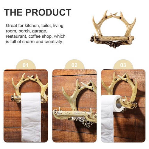 Functional and Charming Bathroom Accessories Deer Antlers Towel Roll Stand For - Picture 7 of 12