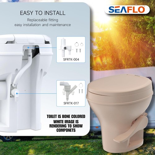 Residential-Height RV Toilet, 18.5” With Soft Close Seat & Foot Pedal Flush - Picture 11 of 12