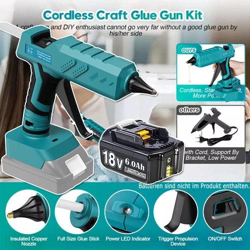 Pistola per colla a caldo a batteria Makita 18 V pistola per colla pistola fai da te / batteria 6000 mAh