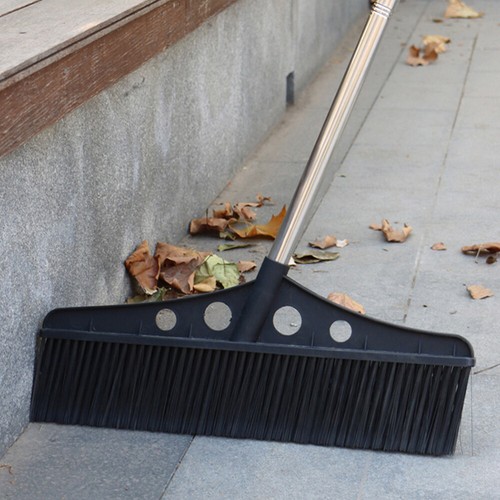 Wide Black Outdoor Broom, Heavy Duty Push Lawn Sweeper for Garden, Stainless - Picture 11 of 12