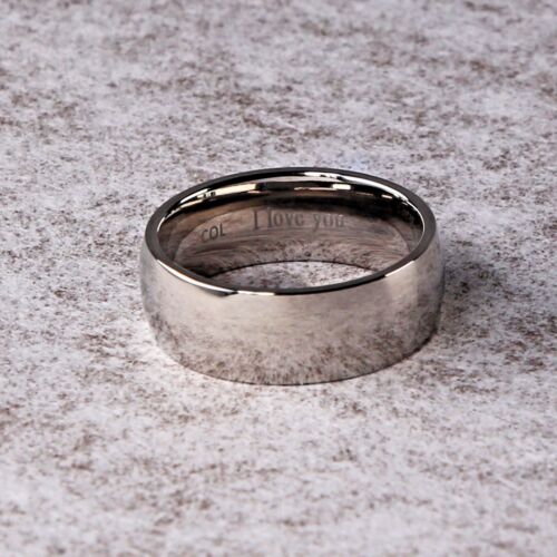 His & Hers Titanium Wedding Set Band Rings Mens Ladies "I Love You" Engraved - Picture 5 of 5