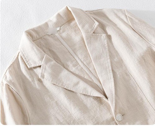 Casual Cotton Linen Blazer Two Button Suit Formal Business Jacket Lapel Men Coat - Picture 10 of 28