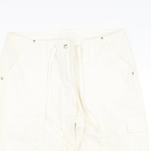 Papaya Womens White Cotton Blend Cargo Shorts Size 8 L15 Reg Tie - Picture 5 of 12