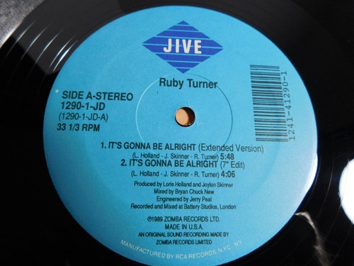 Ruby Turner – It's Gonna Be Alright 12" Single 1989 Electronic, Funk / Soul - Picture 6 of 6