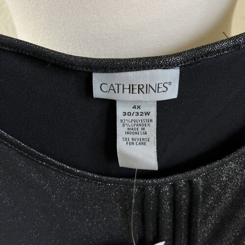 NWT Catherines Top Size 4X Black Shimmery Scoop Neck Sleeveless Stretch Shell - Picture 5 of 5