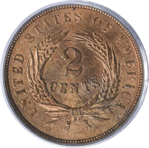 1864 Two Cent Piece Large Motto MS65RD PCGS - Picture 4 of 4