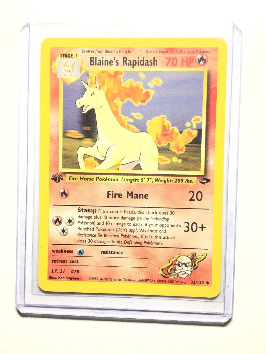 blaine's rapidash pokemon card value Gym Challenge #33/132 first edition Colorless Burning Run (60+) Flip a coin Rapidash Card Prices & Value