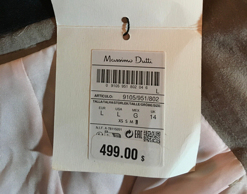 NWT Massimo Dutti Studio Women's Leather Trousers Pants Light Gray Size L 9105 - 第 13/18 張圖片