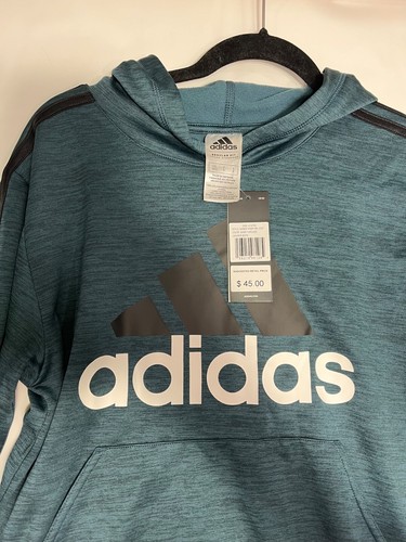 Adidas Youth SZ 14/16 Hooded Sweatshirt Dark Turquoise 400 Boys NWT - Picture 2 of 5