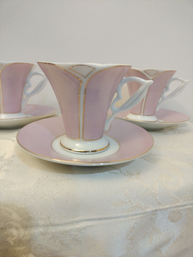 Classic Cappuccino, Tea Set Of 6 Cup & Saucer Fine Porcelain By Yedl New - Picture 5 of 13