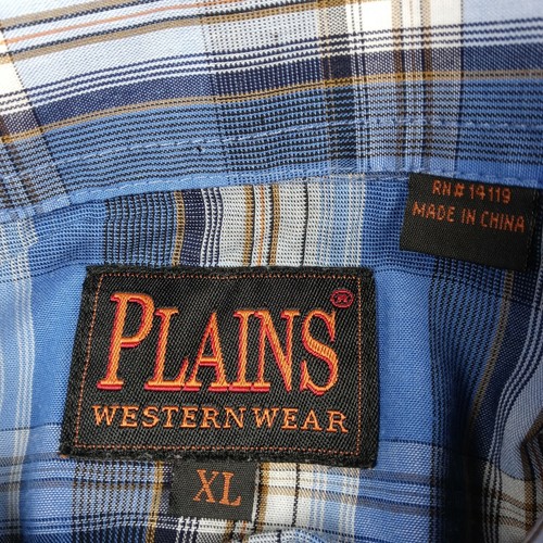Plains Western Wear Pearl Snap Button Shirt Men's Size XL Short Sleeve Blue - Picture 10 of 10