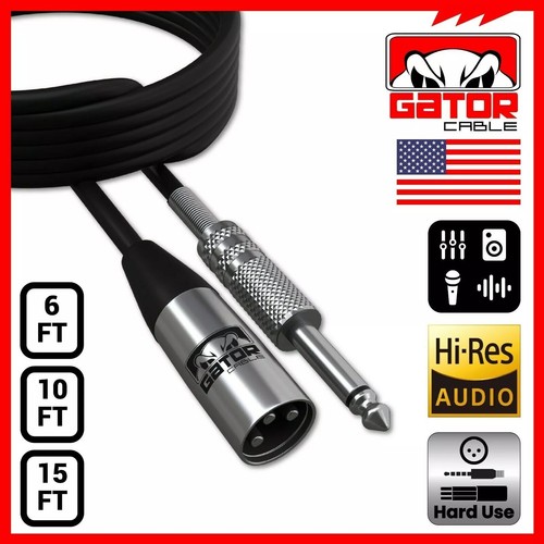 XLR 3-Pin Male to 1/4” TS Mono Cable Unbalanced Shielded Mic Audio Cord Stereo - Picture 41 of 65