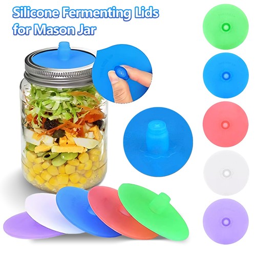 5Pcs Silicone Fermenting Lid Waterless Airlock Mold Free Auto Vent for Mason Jar - Picture 1 of 11