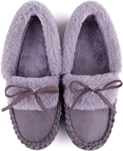 Women's Naomi Faux Fur Moccasin Slipper closed back slip-on indoor house Shoes - Picture 16 of 20