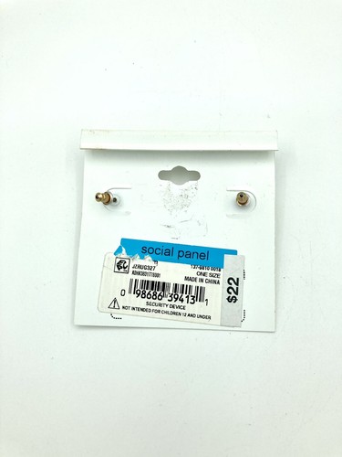 Pendientes Liz Claiborne en tarjeta original - forma de lazo - metal tono dorado imitación perla - Imagen 2 de 2