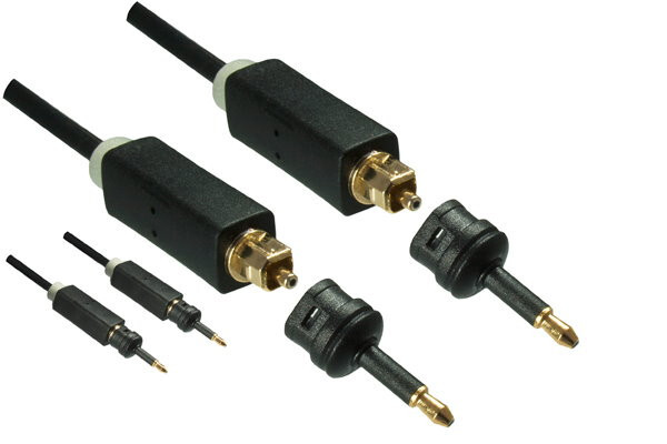 Thumbnail - Dinic Toslinkkabel 4mm Inkl. 2 Mini Toslinkadapter, Schwarz, 5m