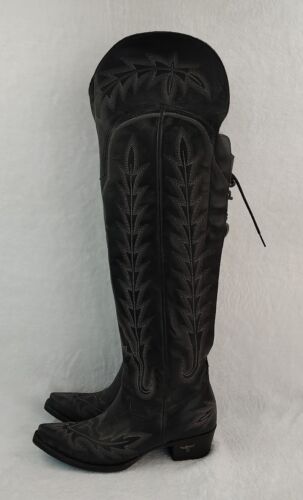 Lane Boots Damen Lexington OTK Distressed Jet Black Stiefel LB0499C - Bild 3 von 9