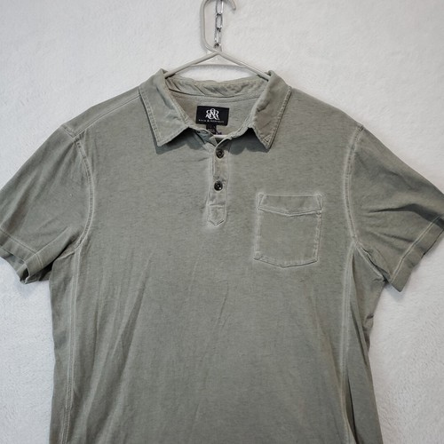 Rock & Republic Polo Shirt Men's Distressed Short Sleeve Grunge Size Large