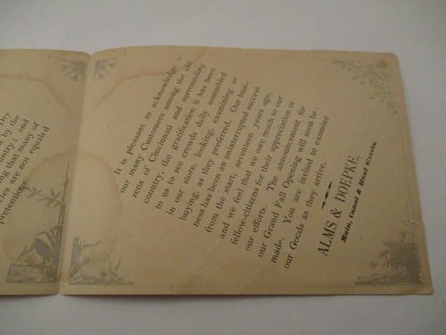 Victorian Trade Card Booklet Alms and Doepke Carpet Department Cincinnati Ohio - Picture 3 of 5