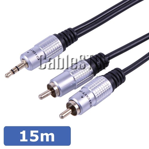 Black 3.5mm Stereo Aux Jack to Phono 0.5m 1m 2m 3m 5m 10m 15m 20m Audio Cable - Picture 8 of 9
