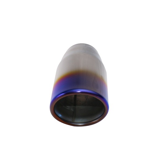 2'' Inlet 3'' Outlet Universal Double Wall Oval Welding Exhaust Tips Blue Rolled - Picture 3 of 8