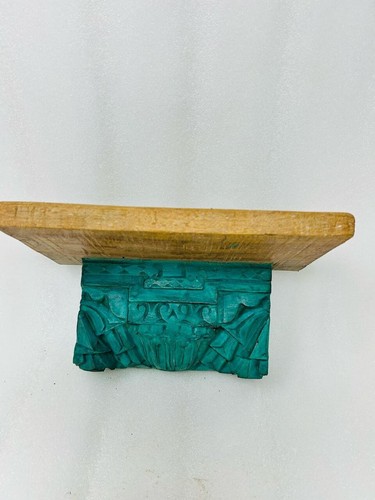 Antikes Holz feines handgeschnitztes Wand Hängeregal Altholz grün bemalt Regal - Bild 2 von 4