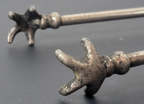 Art Deco Era Chrome Plated Small Fire Tongs With Stag Head/Bird Claw c 1940 - Picture 4 of 6