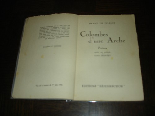 COLOMBES D'UNE ARCHE - Henry de Julliot (envoi) 1942 - Poésie - b - Bild 3 von 6