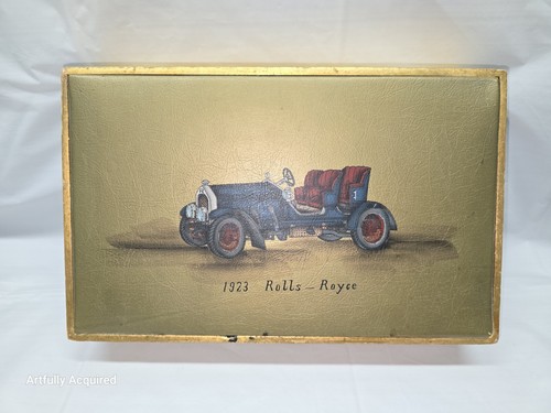 1923 Rolls - Royce gold wood jewelry box red velvet made in Japan # 5860 - Picture 3 of 24