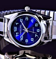 Excellanc Damen Armband Frauen Uhr Zugband Flexband Blau Silber Farben
