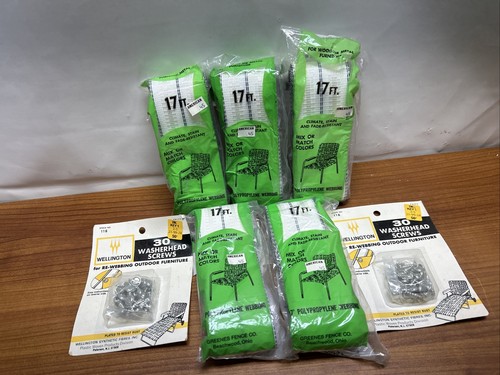 5 Packs 17ft Frost King Lawn Chair Webbing- White With Black Stripes + Screws - Picture 2 of 4