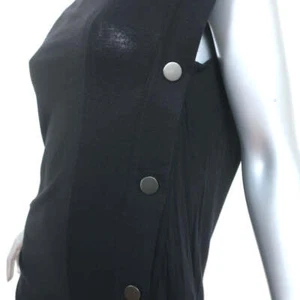 Givenchy Asymmetric Snap-Side Top Black Cashmere-Blend Jersey Size 38