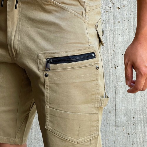 Mens Work Shorts Cargo Pocket Stretch Cotton Elastic Waist Belt Loop Workwear - Picture 40 of 58