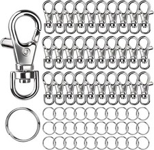 60PCS Metal Swivel Snap Hooks and Key Rings for Keychain Clip,Art Crafts