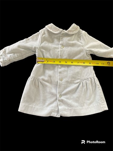 Jacadi (Paris) EUC Grey Cotton Velveteen Embroidered Long Sl Dress-6Mos - Picture 8 of 11