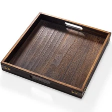 Serving Tray with Handles13"*13"Wood Decorative Tray for Living RoomModern Co...