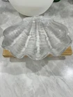 Frankoma T9 Cream Glazed Pottery Footed Nautical Half Clam Shell Dish Bowl