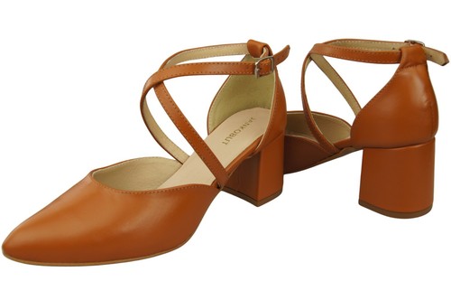 Elegantes sandalias de cuero con lado abierto en tacón estable 218 - Imagen 20 de 113