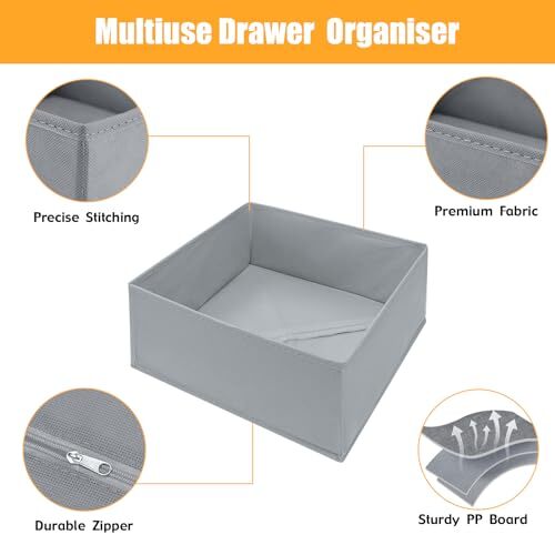 Cómoda Cajón Ropa Interior Organizador Divisores, Cajón Plegable Bajo 3 Pack Gris - Imagen 7 de 7