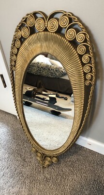 ハリウッドリージェンシー　ミラー Holiday Hollywood Regency Antique Silver Leaf Frame Arch