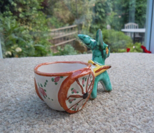 Hand Painted Glazed Mid Century Italian Pottery Donkey Egg Cup Holder in V.G.C - Picture 7 of 11