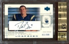Drew Brees 2001 Upper Deck Graded Autograph #/500 RC BGS 9.5