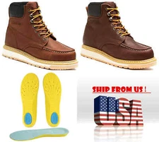 Mens Safety Work Boots 6 inch Soft Toe Wedge Sole Waterproof Shoes