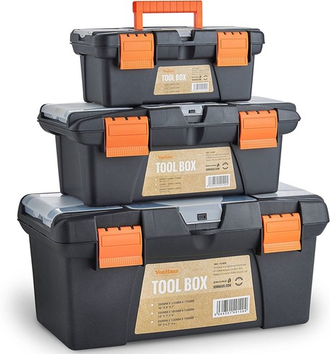 3 Stck. Kunststoff Truhe Werkzeugkiste Set Zum Selbermachen Fach Aufbewahrung Werkzeugkiste Tasche Griff & Tablett - Bild 1 von 4
