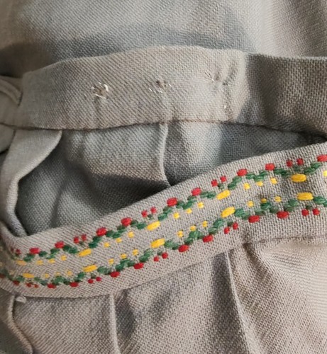 Bestickter grauer Wollrock mit passendem Schal Vintage EU 40 - Bild 12 von 14