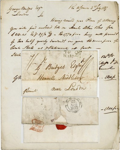 BRAZIL 1837 LETTER JOHN SAMUEL to GEORGE BRIDGES HANWELL T.P RATE 2d - Picture 1 of 4